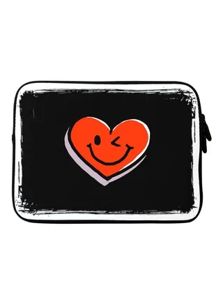 Winking Heart Printed Carrying Sleeve For Apple MacBook 15-Inch Black/Red/White 