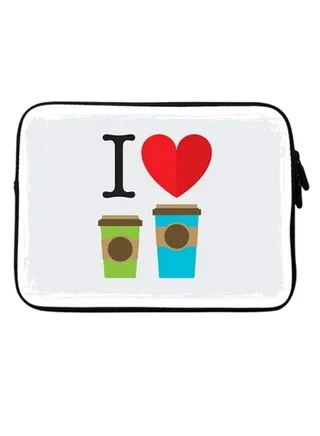 I love Coffee Premium Designer Sleeve With Strap For 15-Inch Laptop Multicolour 