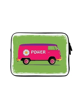 Premium Designer Sleeve With Strap For Laptop Green/Pink 