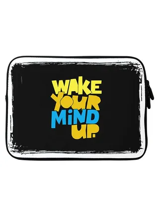 Wake Your Mind Up Printed Sleeve For Apple MacBook 15-Inch Black/Yellow/Blue 