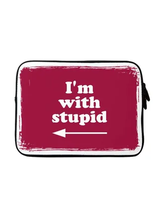 I'm With Stupid Printed Carrying Sleeve With Strap For Apple MacBook 15 inch Red/White/Black 