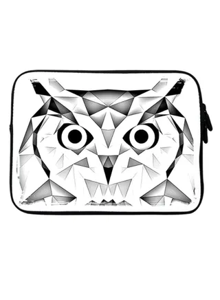 Poly Owl Premium Designer Sleeve With Strap For 15-Inch Laptop White/Black 