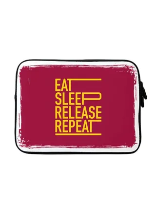 Eat Sleep Release Repeat Printed Laptop Sleeve For Apple MacBook 15-Inch Red/Yellow 