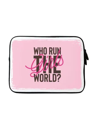 Who Run The World Printed Carrying Sleeve With Strap For Apple MacBook 15 inch Pink/Black/White 