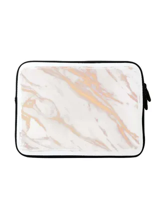 Marble Printed Carrying Sleeve With Strap For Apple MacBook 15 inch Gold/Grey/White 