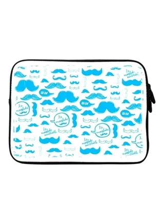 Premium Designer Sleeve With Strap For 15-Inch Laptop White/Blue 