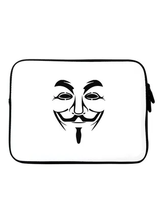 Vendetta Mask Printed Laptop Sleeve With Strap For Apple MacBook 15-Inch White/Black 