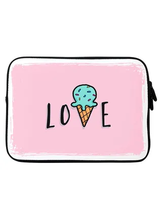 Love Ice Cream Cone Printed Sleeve For Apple MacBook 15-Inch Pink/Black/Blue 