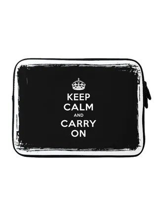 Keep Calm And Carry On Printed Sleeve For Apple MacBook 15 inch Black/White 