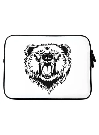 Grizzly Bear Printed Sleeve For Apple MacBook 15 inch White/Black 