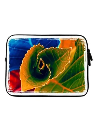 Bloomin Autumn Leaves Printed Premium Designer Sleeve With Strap For Laptop Multicolour 