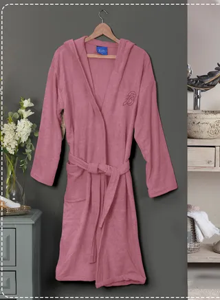 Cotton bathrobe with a pocket &head cap for unisex, 100% Egyptian cotton, ultra-soft, highly water-absorbent, color-fast and modern, ideal for daily use, resorts and spas2XL 