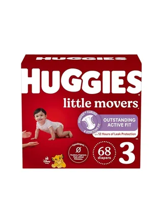 Baby Diapers Size 3 (16-28 lbs), 68 Ct, Little Movers 