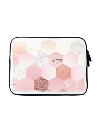Honeycomb Marble Printed Sleeve For Apple MacBook 15-Inch Pink/White/Beige 