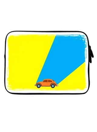 Retro Bug Printed Sleeve For Laptop Yellow/Blue 