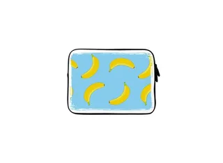 Rolling Bananas Premium Designer Sleeve With Strap For 15-Inch Laptop Blue/Yellow/White 