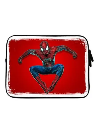 Spider On The Wall Printed Premium Designer Sleeve With Strap For Laptop Multicolour 
