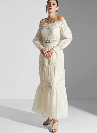 Gathered Tiered Maxi Skirt