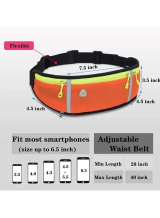 Waist Phone Bag Waterproof Running Belt Lightweight Pack with Adjustable Elastic Strap 