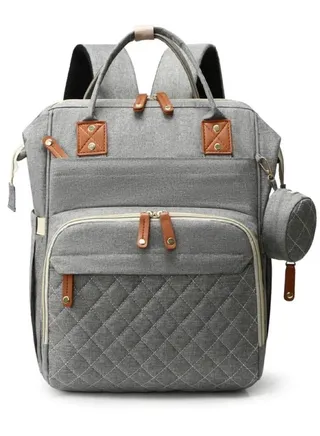 VIO® Large Multifunctional Backpack with Diaper Changing Pad, Foldable Baby Travel Bassinet with Soft Stoller Straps, Washable Pad, Mummy Bag for Indoor, Outdoor Use (Ash Grey) 