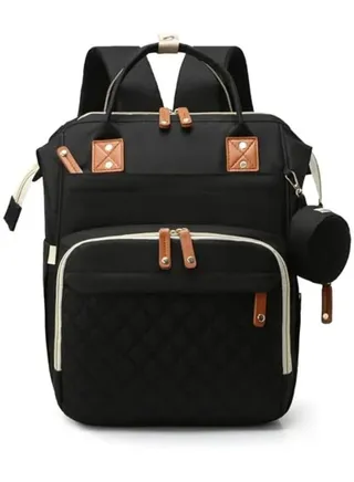 VIO® Large Multifunctional Backpack Diaper Changing Pad Foldable Baby Travel Bassinet Soft Stroller Straps Black Backpack Baby Essentials Backpack Diaper Bag Backpack Baby Travel Gear Convertible Baby 