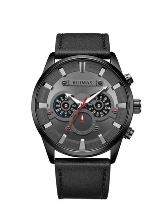 Men's Leather Analog Wrist Watch RL566G-BK-15 