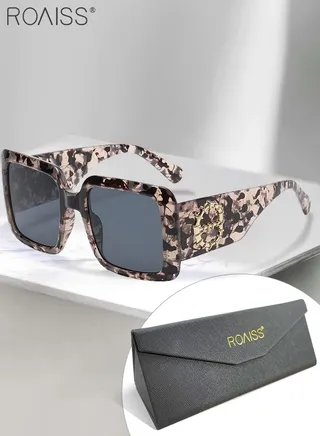 Women's Square Sunglasses, UV400 Protection Sun Glasses with Stylish Temples, Oversize Fashion Anti-glare Sun Shades for Women with Glasses Case, 59mm 