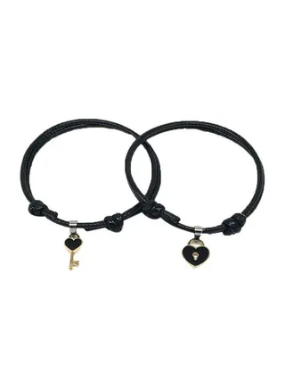 2-Piece Key And Lock Charm Bracelet 