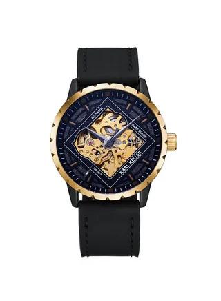 Men's Analog Round Shape Leather Wrist Watch KKXC5105 - 43 Mm 
