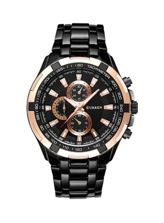 Men's Water Resistant Stainless Steel Chronograph Watch - 46 mm - Black 