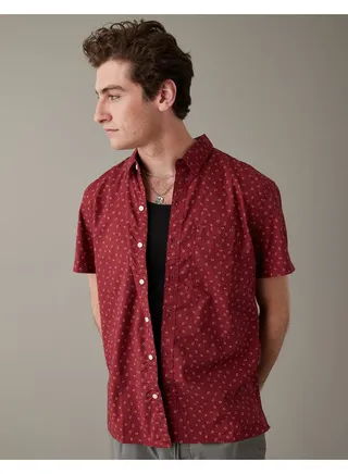 AE Printed Button-Up Resort Shirt 