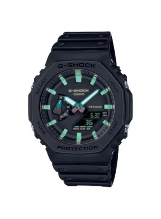 Casio G-shock Black Watch with Lightblue Accents - GA-2100RC-1A 