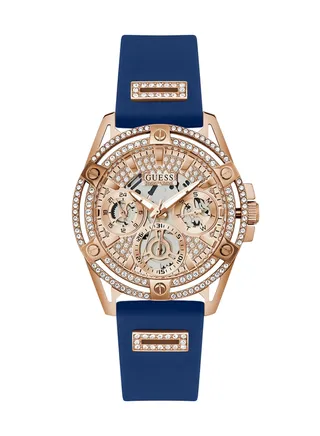 Women’s Blue Rose Gold Tone Multi-Function Silicone Watch GW0536L5 - 40mm 