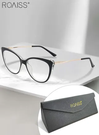 Women's Blue Light Blocking Glasses Blue Light Filter Computer Reading Gaming TV Phones Cat Eye Eyeglasses Fashion Anti Eyestrain Headache Eyewear Black 
