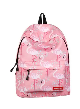 Flamingo Printed Backpack Pink/Black 