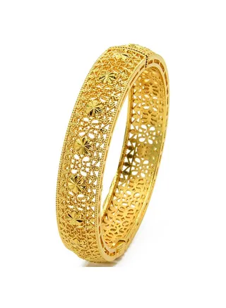 18K Gold Plated Bangles for Women Wedding Bracelets Bridal Jewelry 1 Piece 