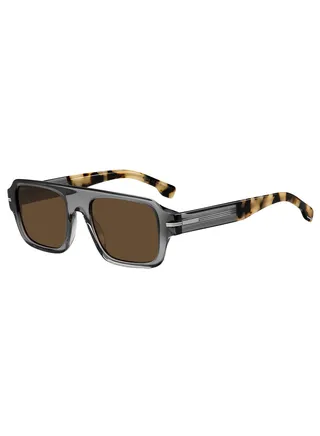 Men's UV Protection Rectangular Sunglasses - Boss 1595/S Grey Millimeter - Lens Size: 53 Mm 