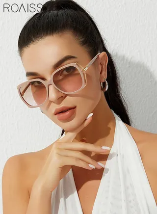 Women's Square Sunglasses, UV400 Protection Sun Glasses with Rhinestone-Encrusted Frame, Oversize Fashion Anti-glare Sun Shades for Women with Glasses Case, 56mm, Pink Brown 