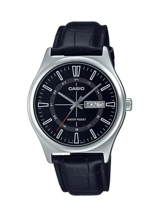 Men's Quartz Black Dial Leather Strap Watch MTP-V006L-1CUDF 