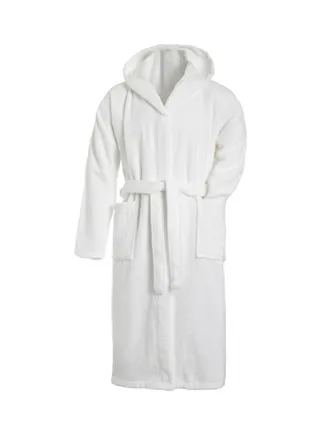 Hooded Terry Cotton Bathrobe White One Size centimeter 