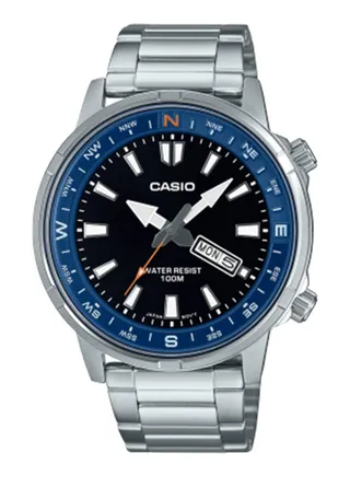 Men's Analog Round Shape Stainless Steel Wrist Watch MTD-130D-1A2VDF - 44 Mm 