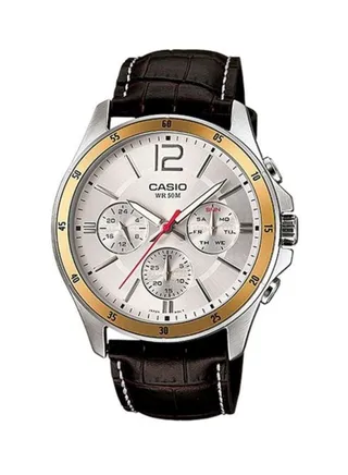 Men's Stainless Steel Analog Quartz Watch MTP-1374L-7AVDF - 47 mm - Brown 