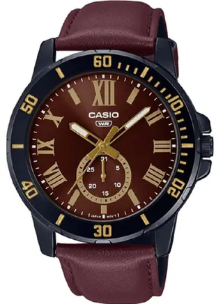 Leather Analog Wrist Watch MTP-VD200BL-5BUDF 