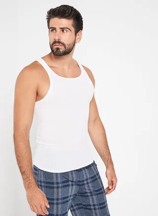 3-Piece Cotton Sleeveless Undershirt White 