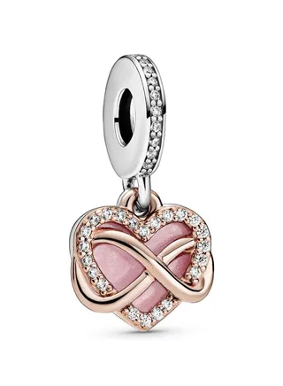 PANDORA Jewelry Infinity Heart Pendant in Sterling Silver and 14k Rose Gold Plated Cubic Zirconia 