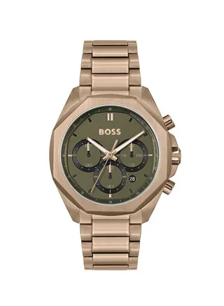 Men Chronograph Round Shape Gold Wrist Watch 44 mm 