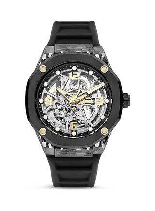 Men's Round Shape Silicone Band Analog Wrist Watch CIWGR2223901 - 45.5 mm - Black 