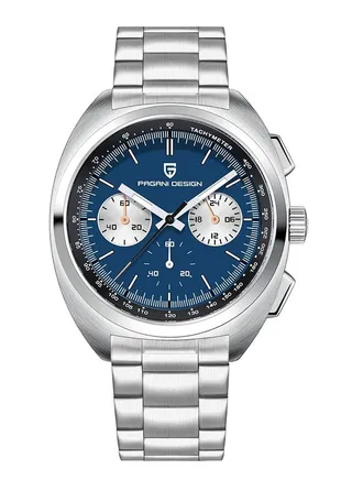 Men's Vintage Quartz Chronograph Watch AR Synthetic Sapphire VK63 Movement 100m Waterproof Multifunctional Sport Analog Wristwatches 