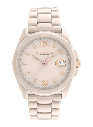 Women's Analog Round Leather Wrist Watch 14504065 - 36 mm 