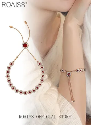 Trendy Rhinestone Crystal Bracelet Wedding Bridal Bracelet for Women Girls Cubic Zircon Adjustable Charms Bracelet for Women 